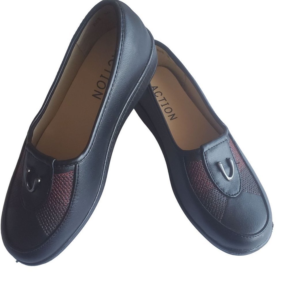Action Black with Red Trim Casual Cushioned Loafer Shoes